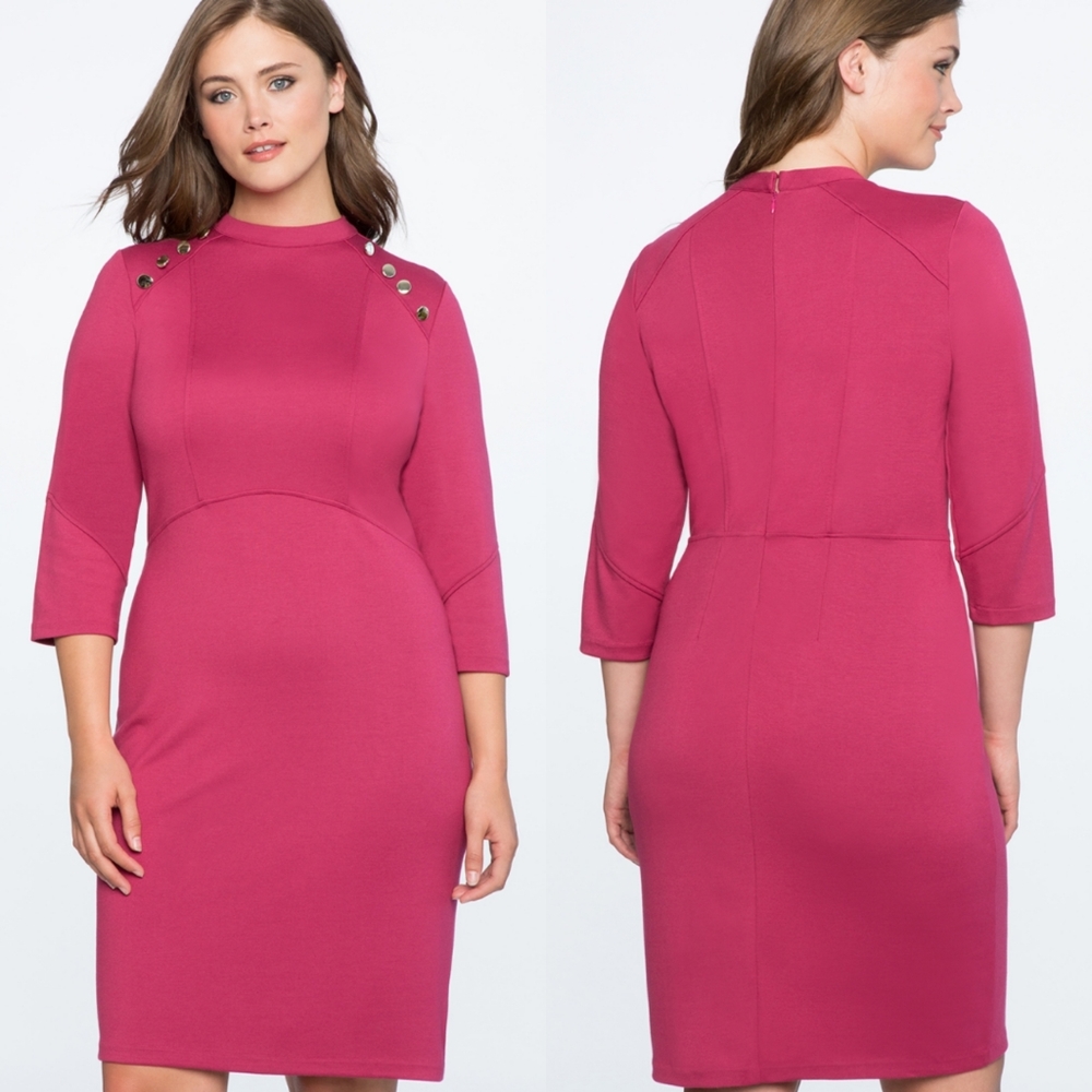 Eloquii Button Detail Raspberry Stretch Ponte Kni… - image 2